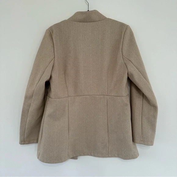 Khaki Tan Long Winter Blazer Cardigan Size Large - Picture 6 of 6